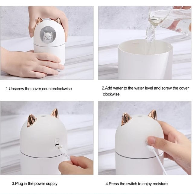 Cute Cat Mini USB Air Humidifier & Aroma Diffuser