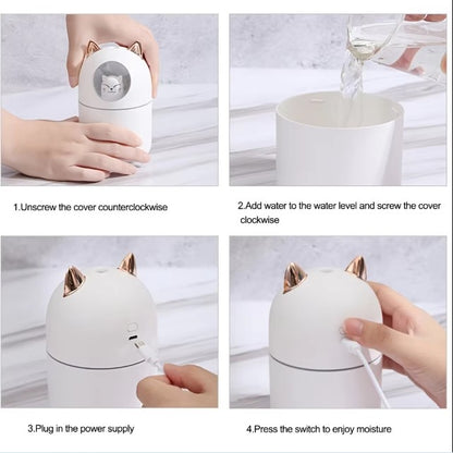 Cute Cat Mini USB Air Humidifier & Aroma Diffuser